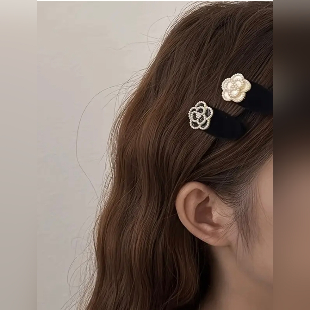 2pc Camellia Velvet hairpin New - Picture 2 of 4
